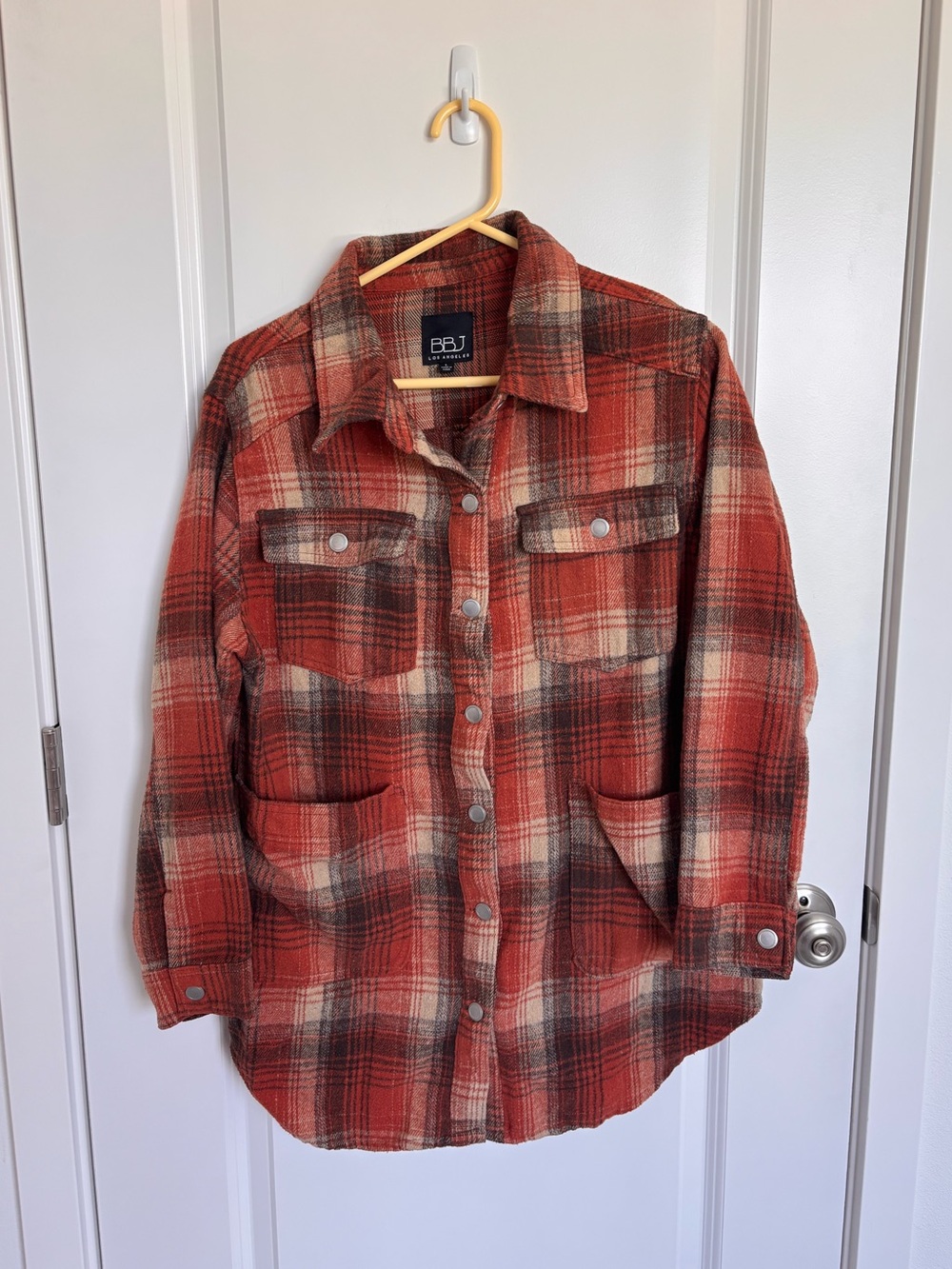 BBJ Los Angeles Rust Plaid Button-Front Shacket